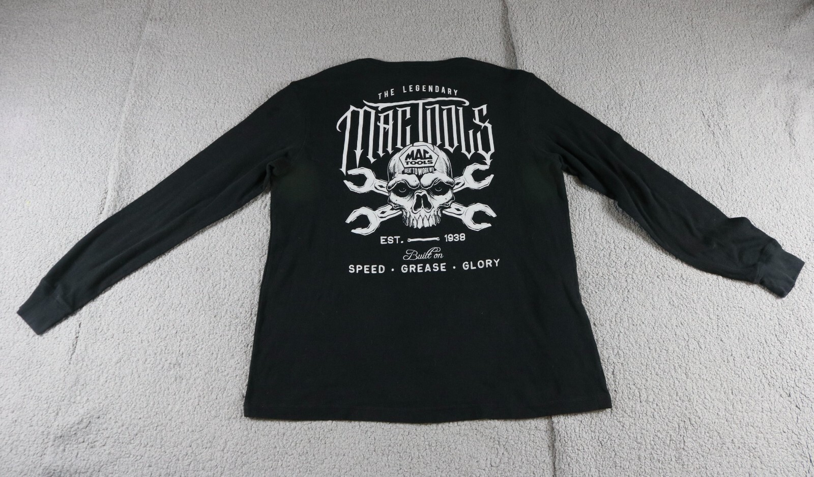 Mac Tools Black 2XL Graphic Print Thermal Henley Vintage Pull Over Mechanic