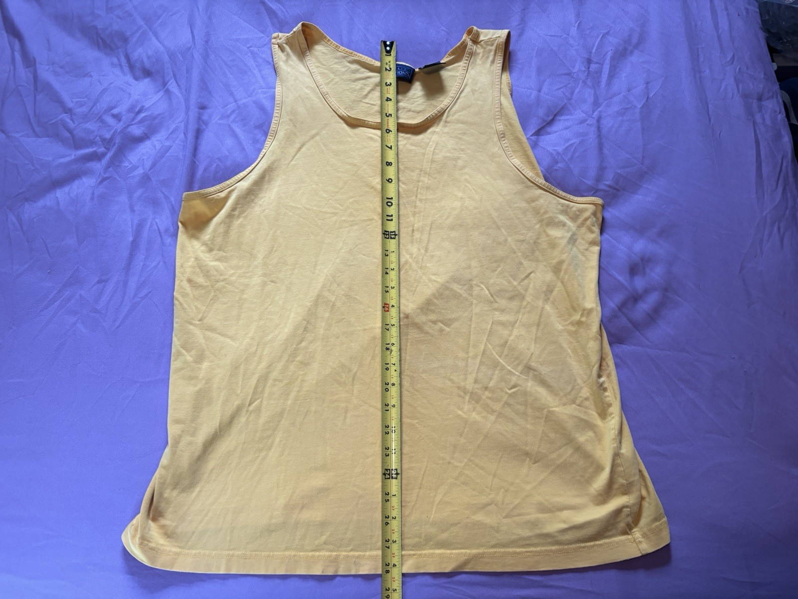 Vintage Basic Editions Tank Top Mens XL Yellow Sleeveless Shirt Blank Surf Beach