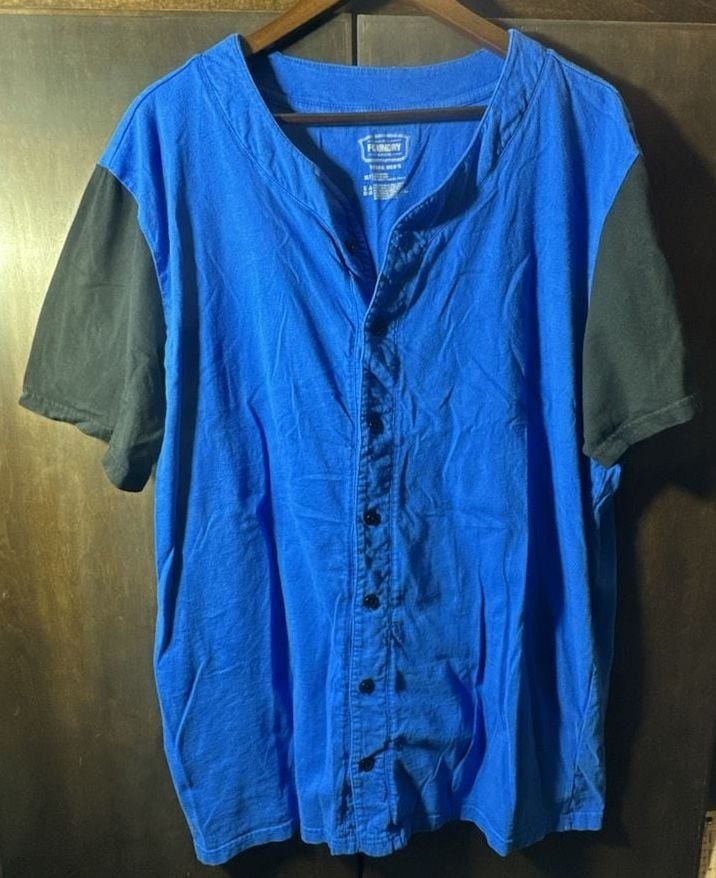 The Foundry Supply Co Mens XLT Blue Colorblock Baseball Henley Shirt Tall