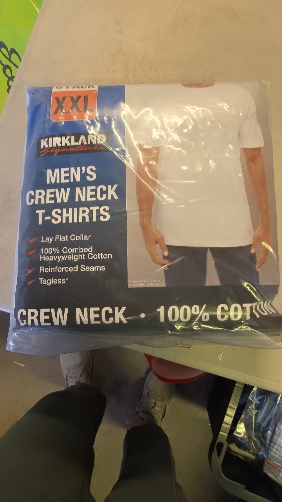 Kirkland Men’s 6-pack White 100% Cotton Crew Neck T-shirt XXL New In Package