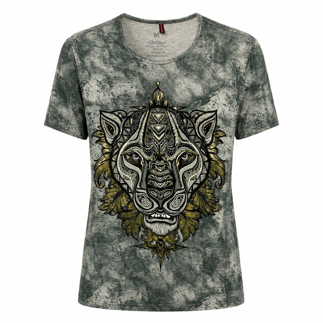 Y2K Grunge Tiger Graphic Shirt Womens Medium Embellished Maximalist Rockstar