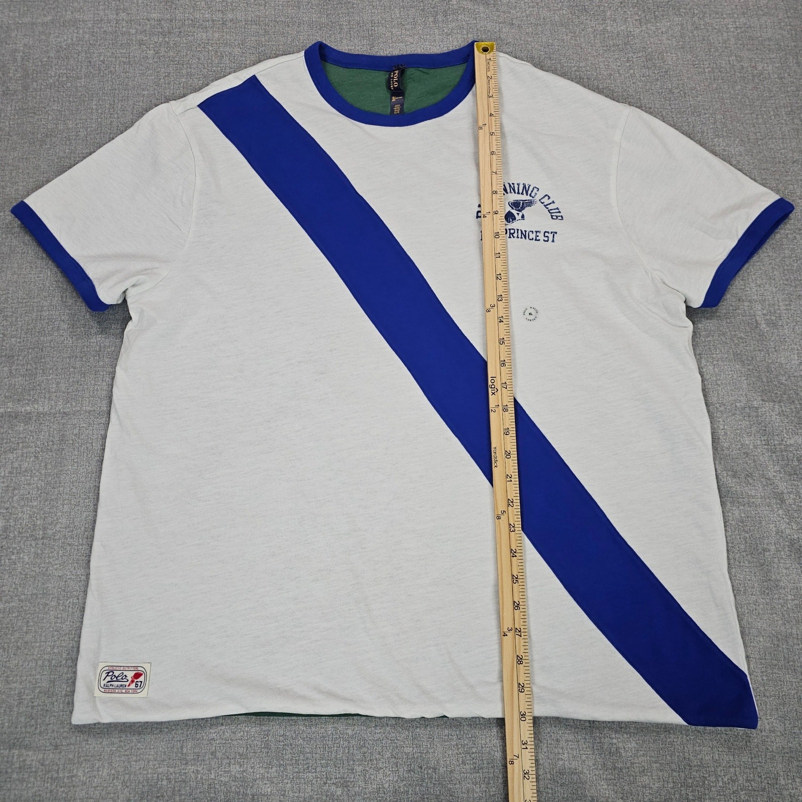 NWT Polo Ralph Lauren Shirt Mens XL White Green Reversible Track Graphic Tee