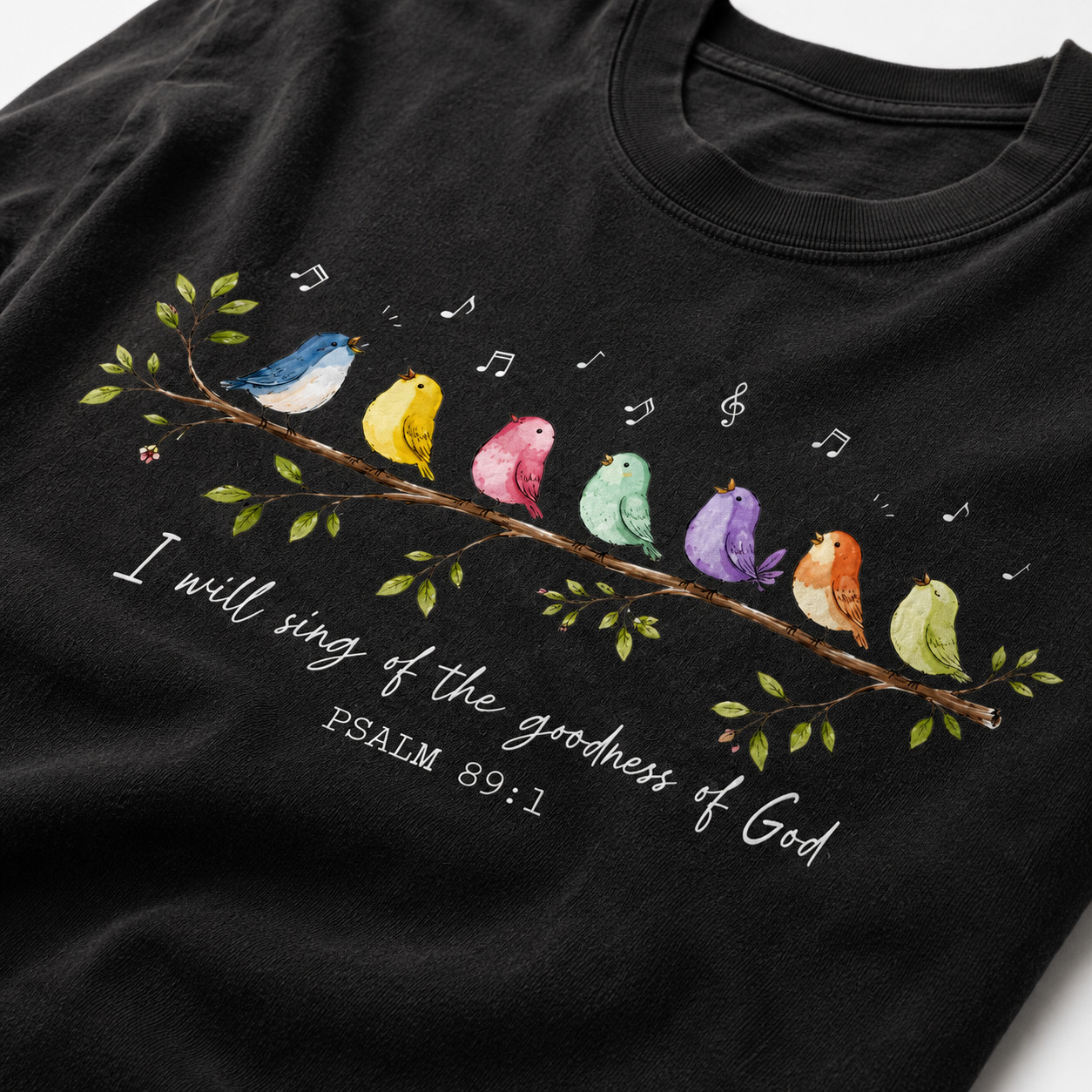 Psalm 89:1 Christian Shirt Bird Graphic Faith Based Worship Tee