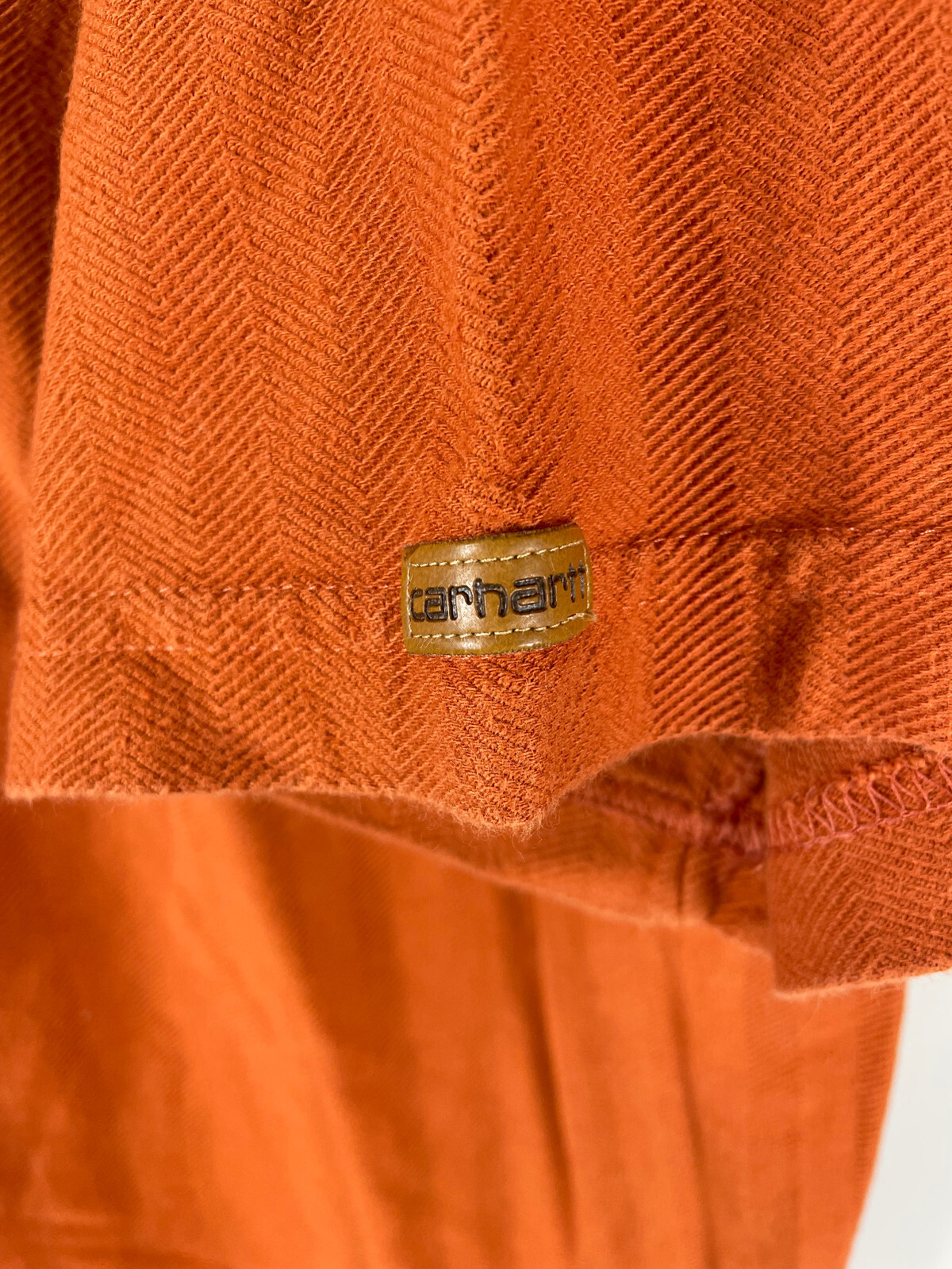 VTG Carhartt Short Sleeve Henley T-Shirt Mens XL Orange Textured Woven