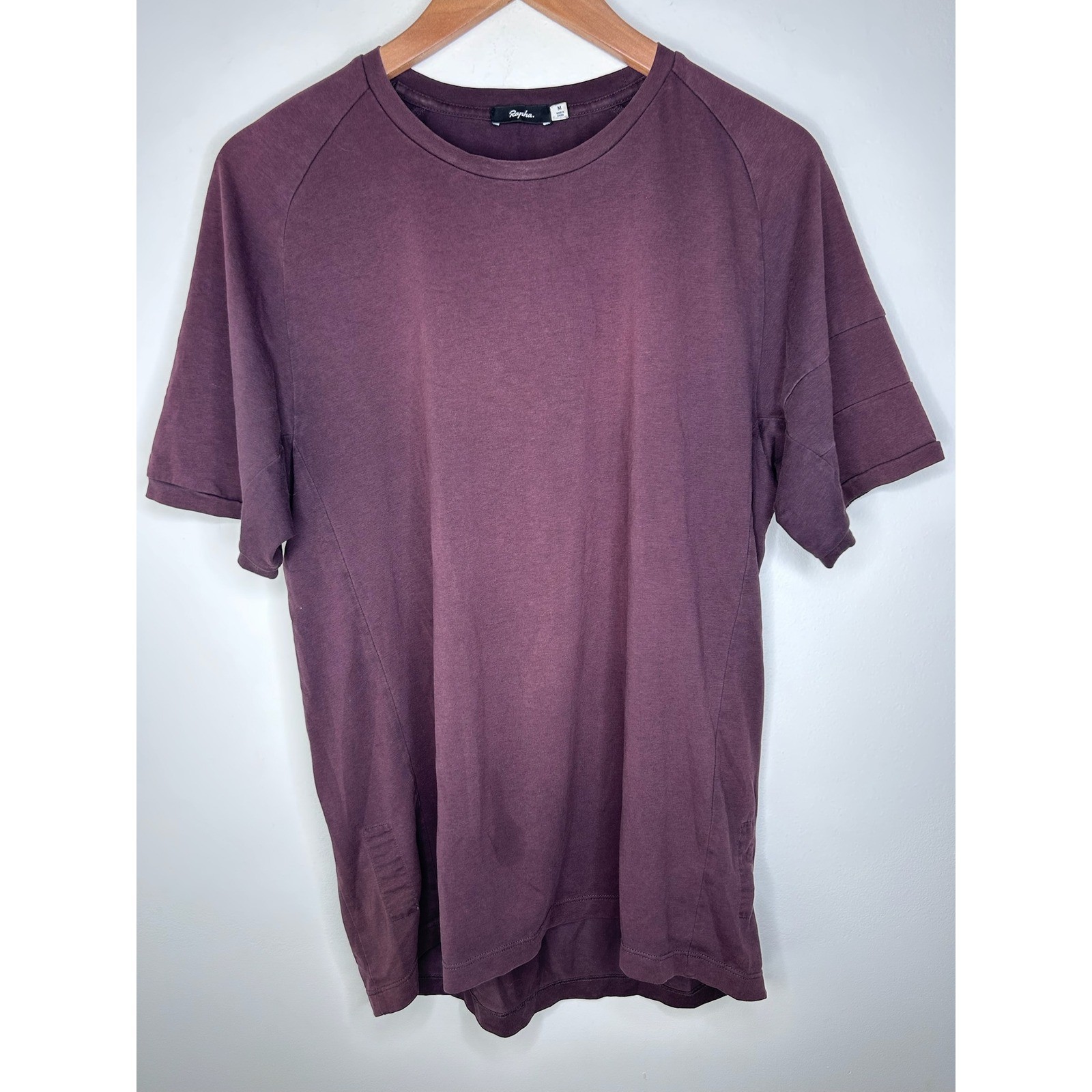 Rapha Mens Quick Drying Cotton Blend T-Shirt Burgundy Size M Cycyling Athletic