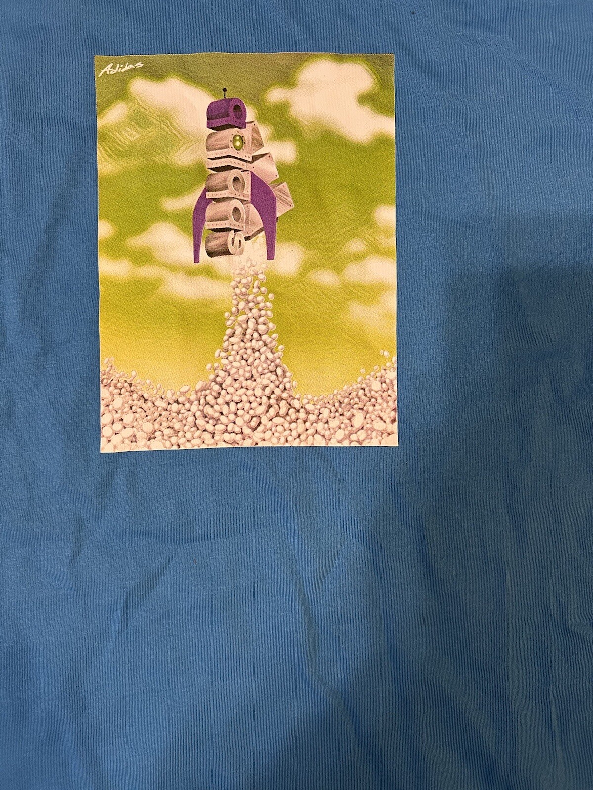 Adidas T-Shirt Mens L Large Big And Tall Blue Boost Rocket Graphic Tee HK6760