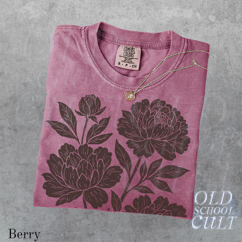 Vintage Linocut Flower Graphic Comfort Tee