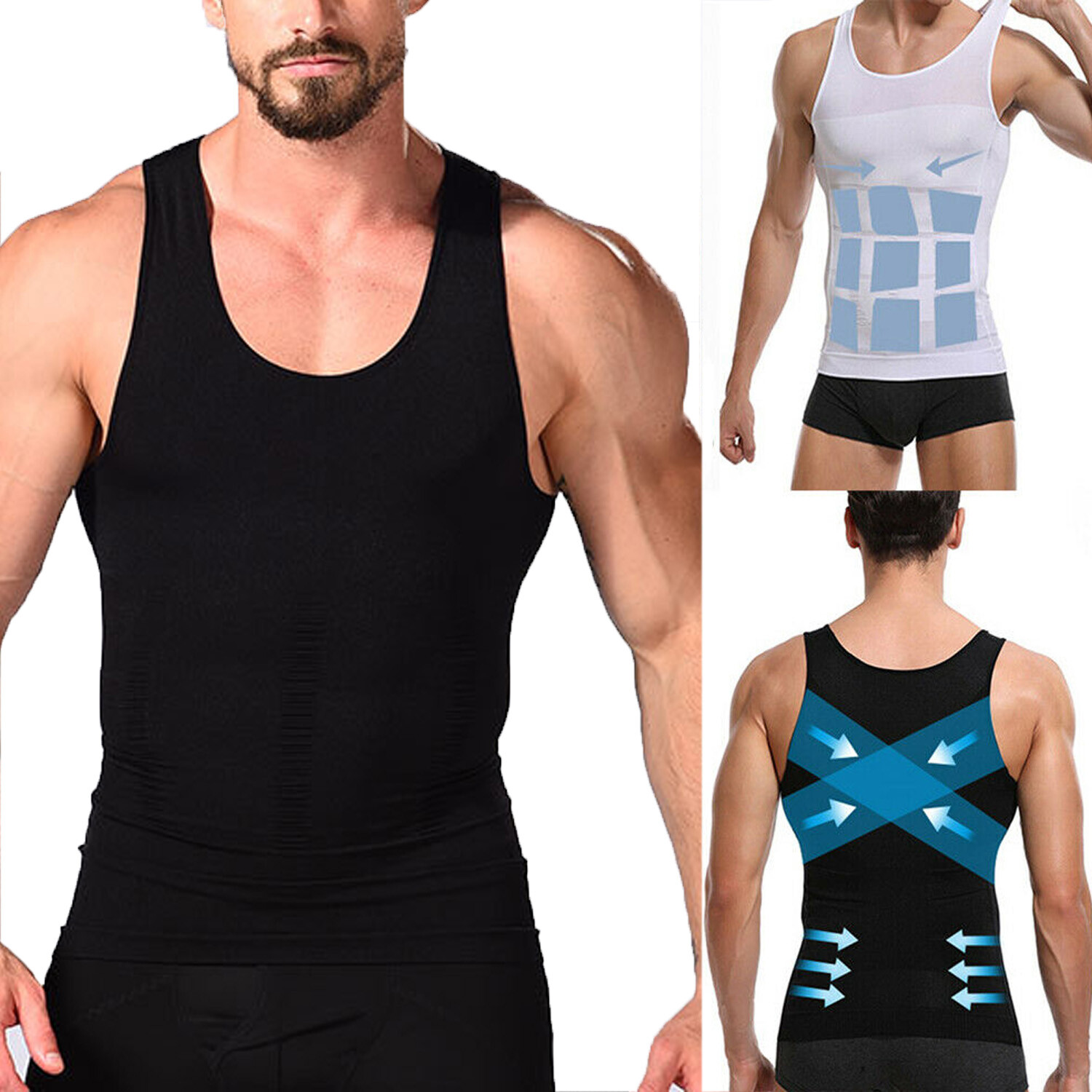 CGTFY Gynecomastia Compress Tank Top Men’s Slim Abs Body Shaper Athletic Vest US