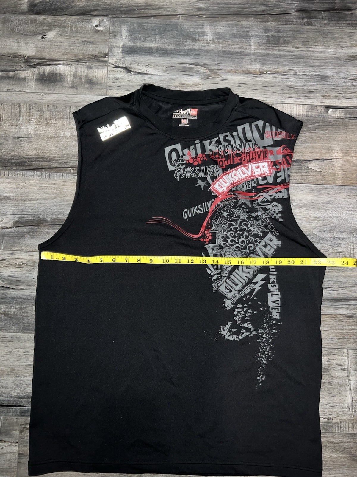 Quiksilver Graphic Logo Print T-Shirt Black Men’s XL Sleeveless Crew Neck