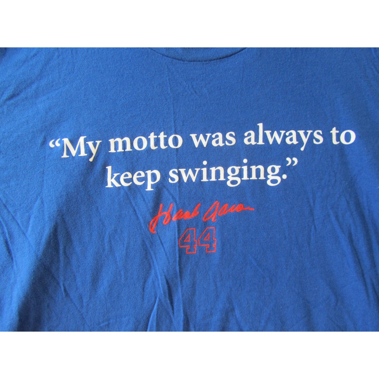 Next Level Apparel T-Shirt Mens XXL Blue Hank Aaron Quote Graphic Baseball