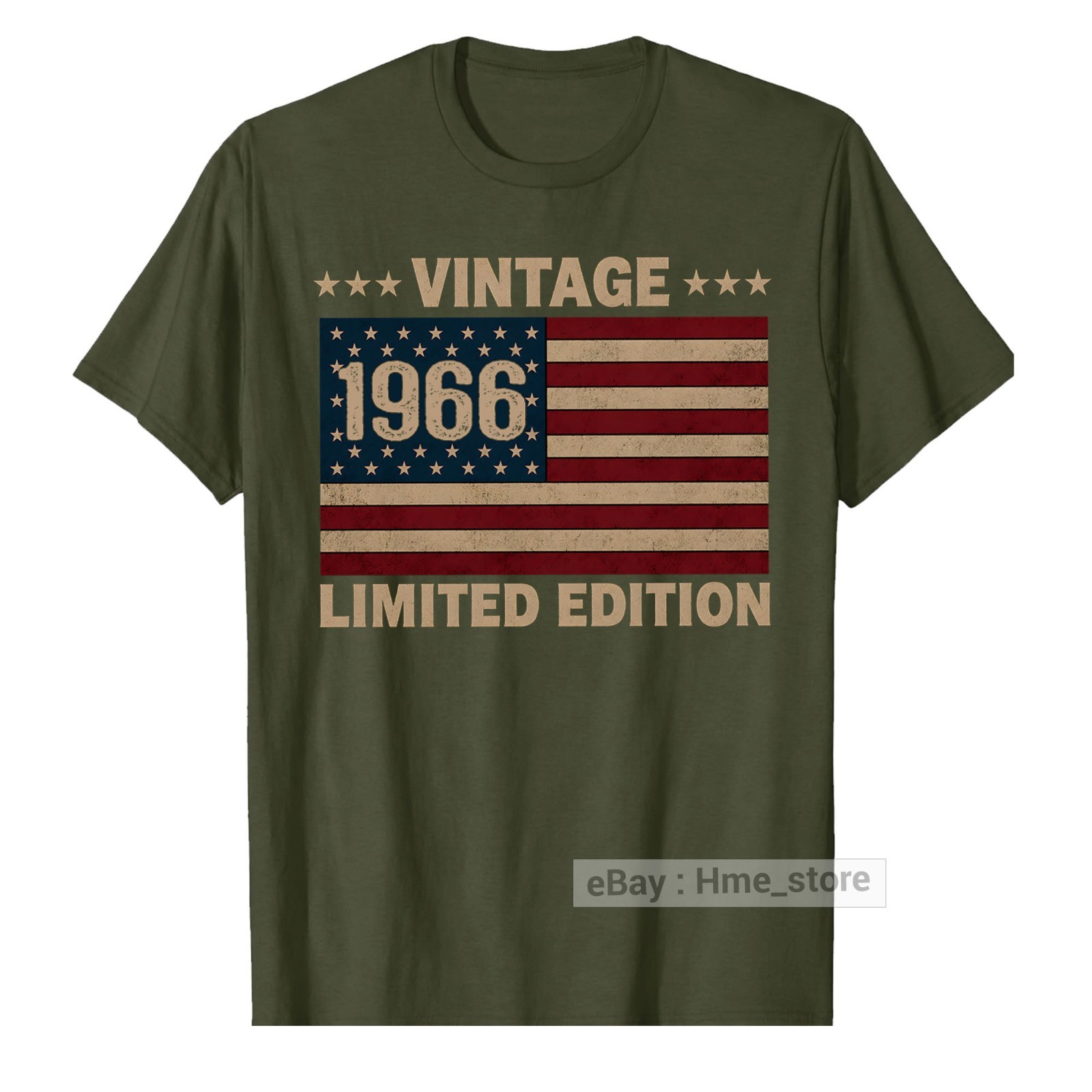 US Flag 60th Birthday American USA Born in 1966 T-Shirt 60 Years old Bday Tee