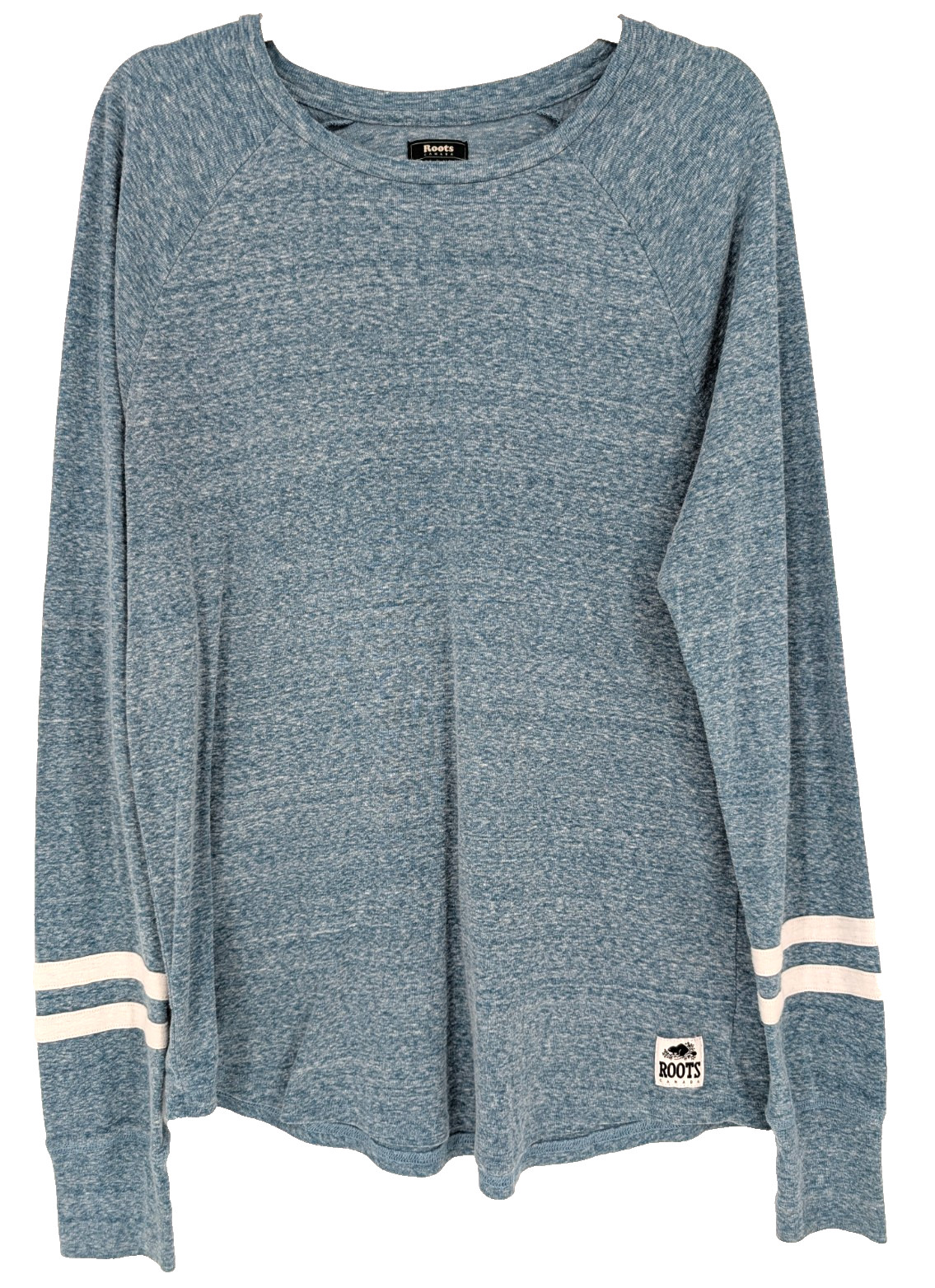 Roots Canada Mens XL Heather Blue Slub Crew Neck Preppy Heritage Casual Y2K