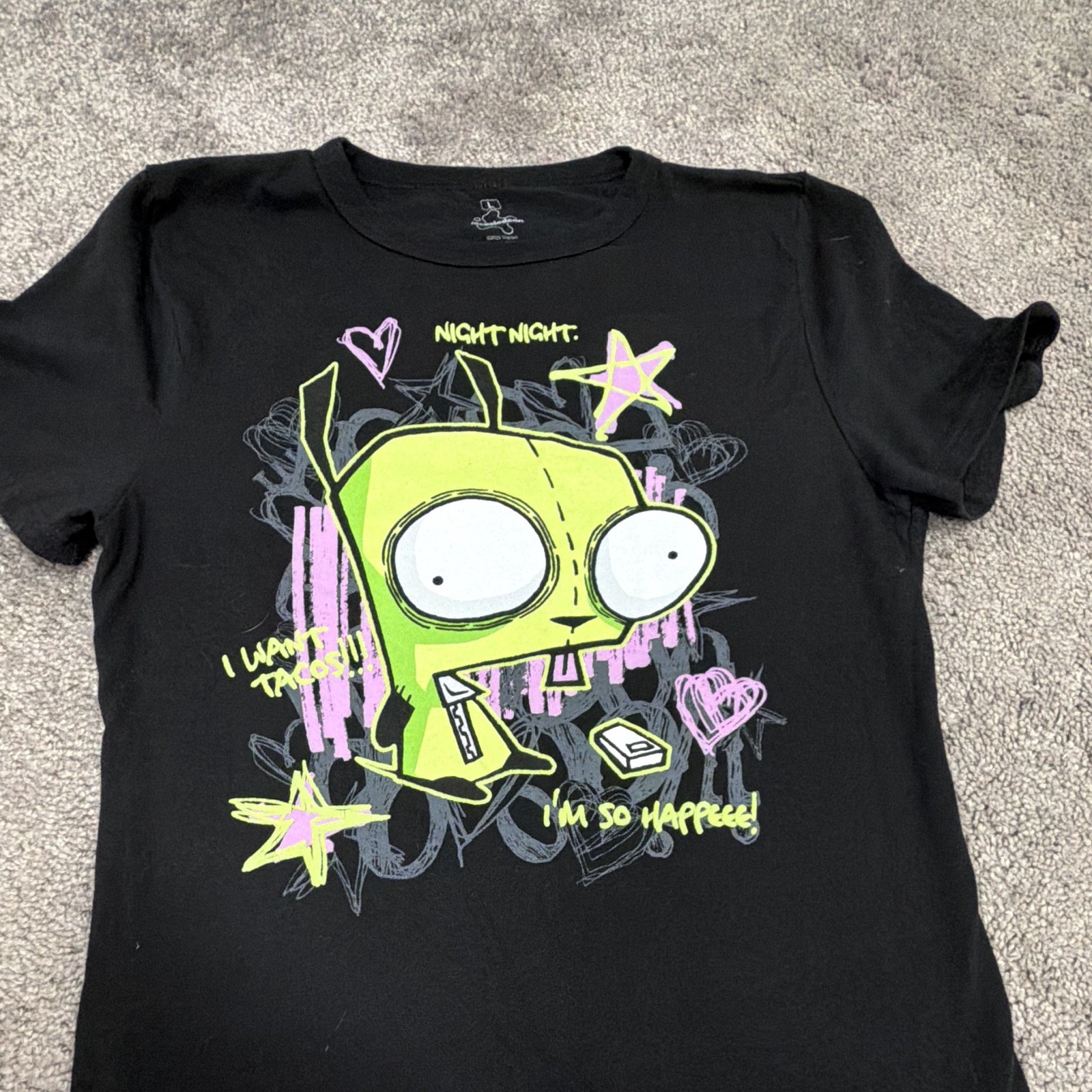 Nickelodeon Invader Zim GIR Black Graphic Tee Men’s L Ripple Junction Tagless
