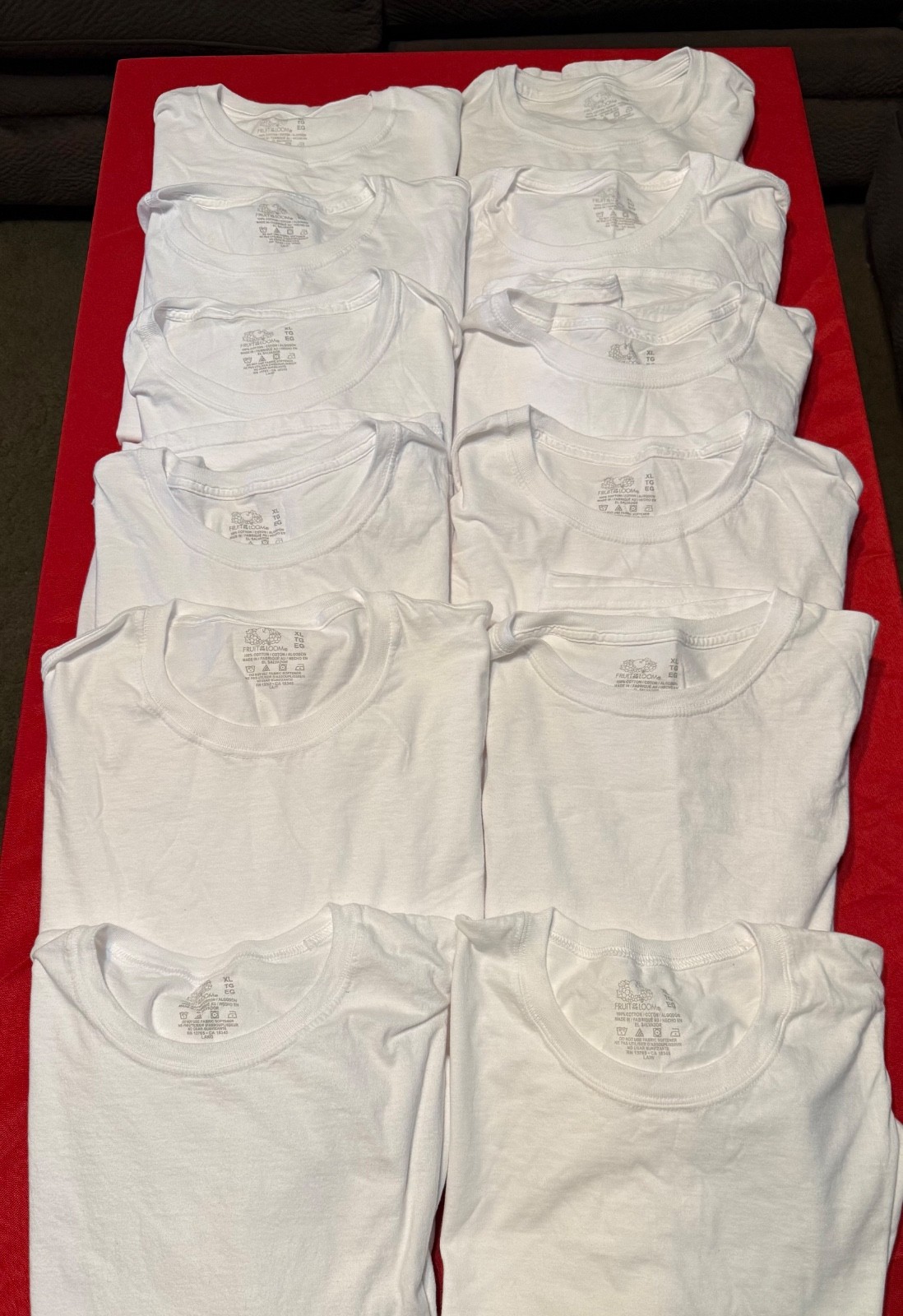 Huge Lot of 12 Fruit of the Loom Men’s XL White Crew neck T Shirts free shipping