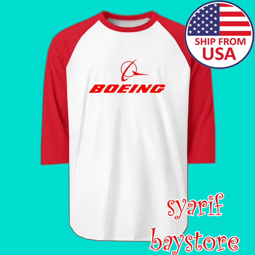 Boeing American Aircraft Men’s Raglan White Red Size S to 2XL