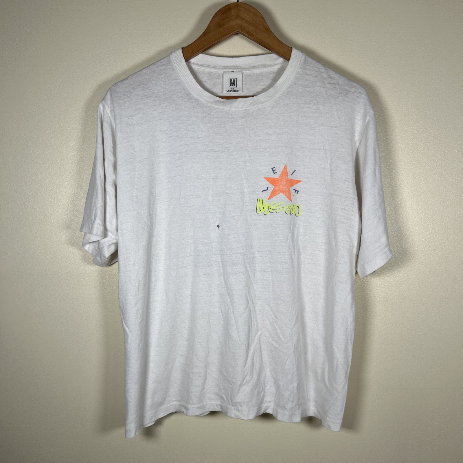 Vintage Mossimo “Leif Hanson” Volleyball T Shirt White Size Large Distressed