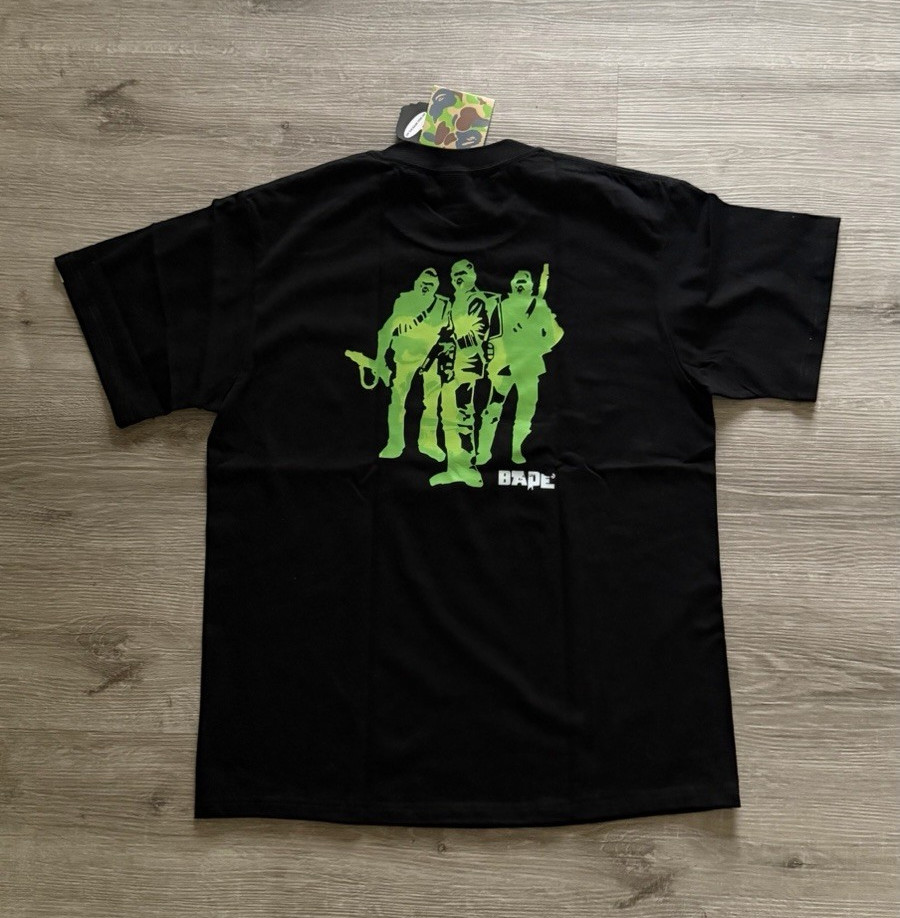 A Bathing Ape BAPE Men’s Black Graphic Logo Print Crew Neck T-Shirt Size M