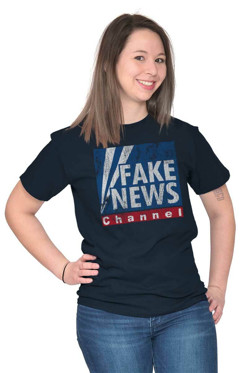 Fake News President Donald Trump Political Womens or Mens Crewneck T Shirt Tee