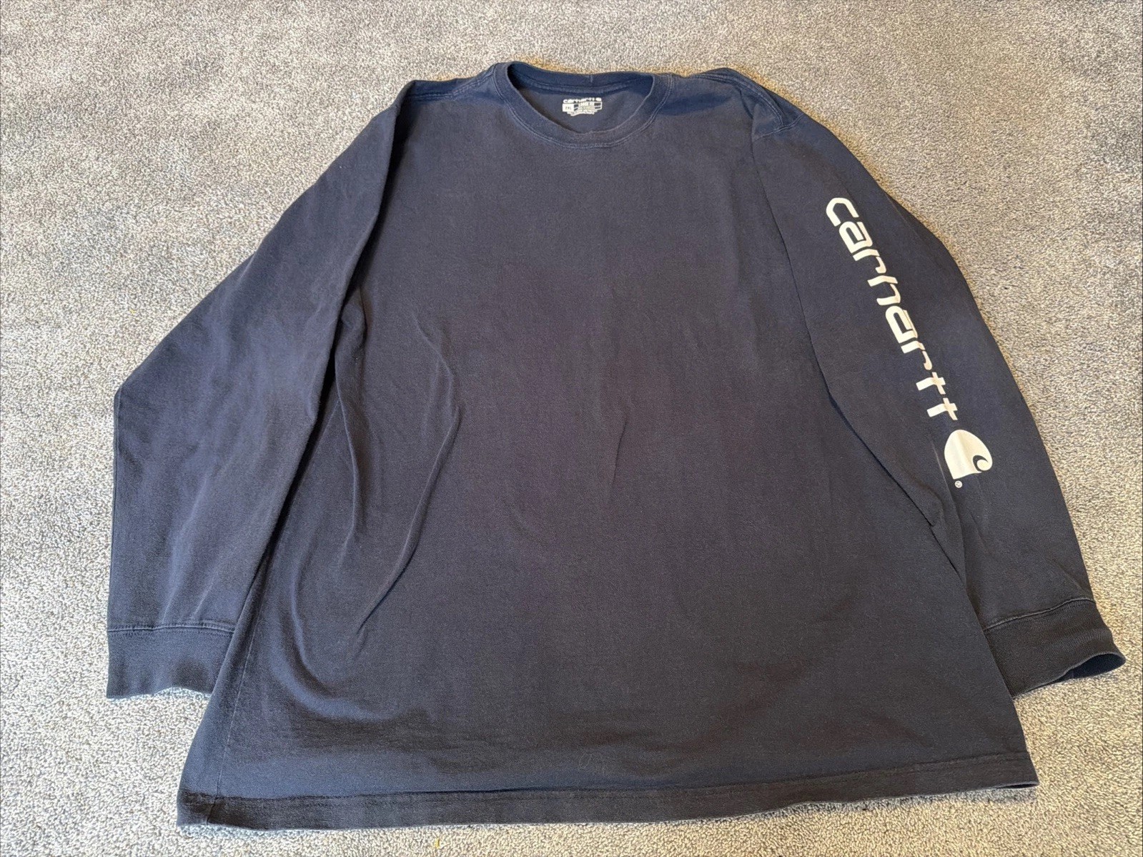 Carhartt Men’s 2XL Loose Fit Long Sleeve Tee Navy Blue Logo Crewneck TK0231-M