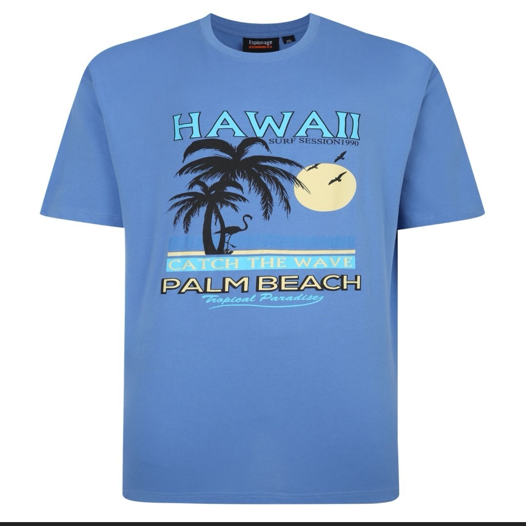 NEW IN ESPIONAGE BLUE HAWAII TEE SHIRT T394 2XL3XL 4XL5XL6XL7XL8XL