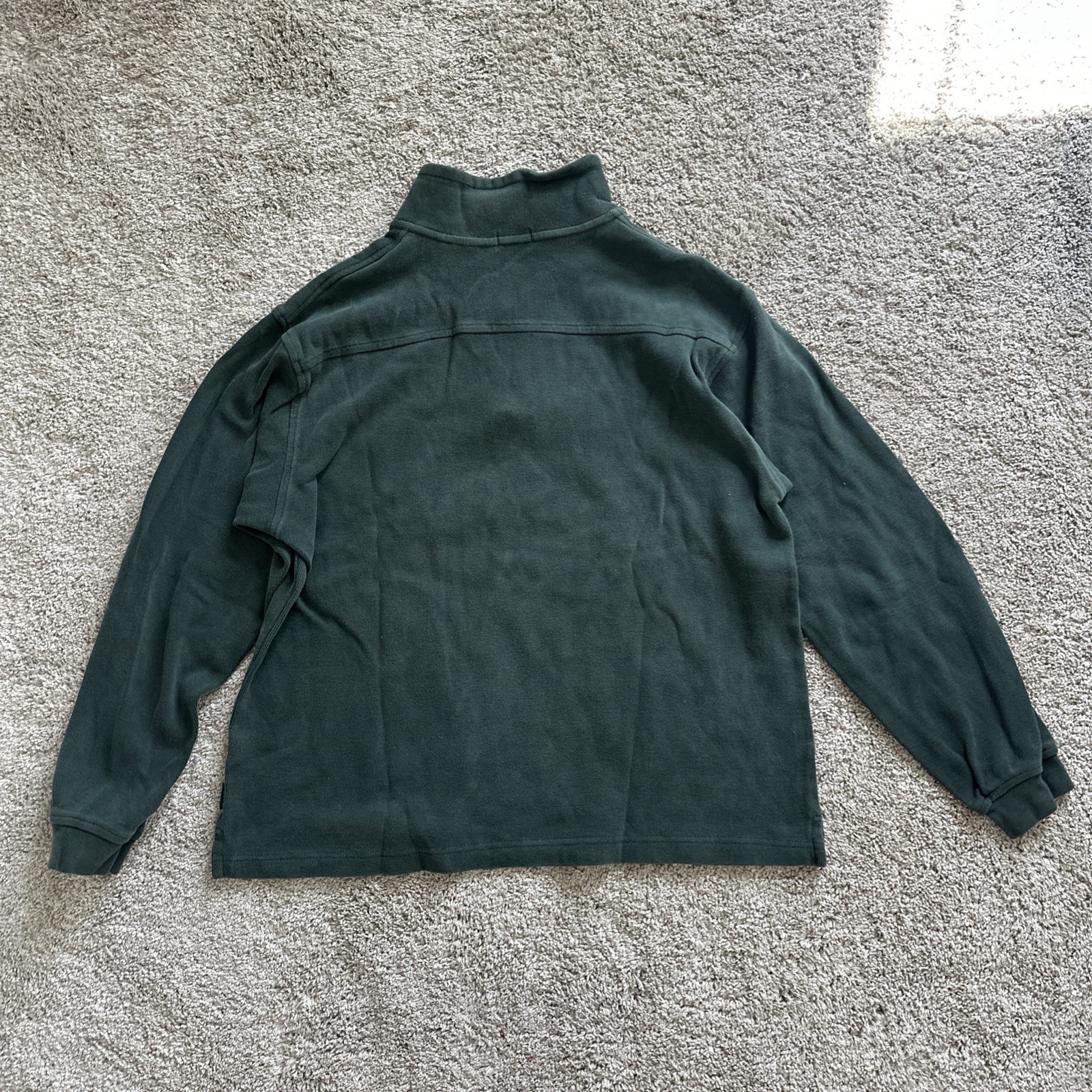 IZOD 1/4 Zip Pullover Mens Large L Forest Green 100% Cotton Mock Neck Sweatshirt