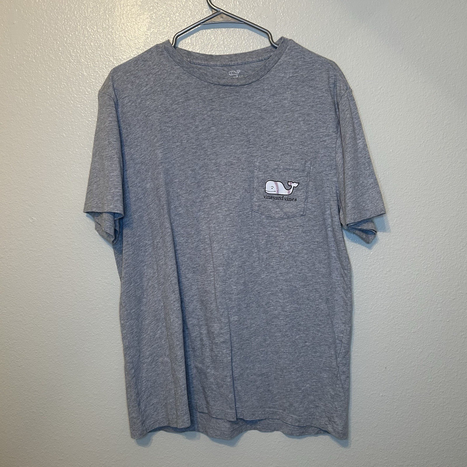 New Vineyard Vines Baseball Shirt Medium Grey Whale Front Pocket BG41