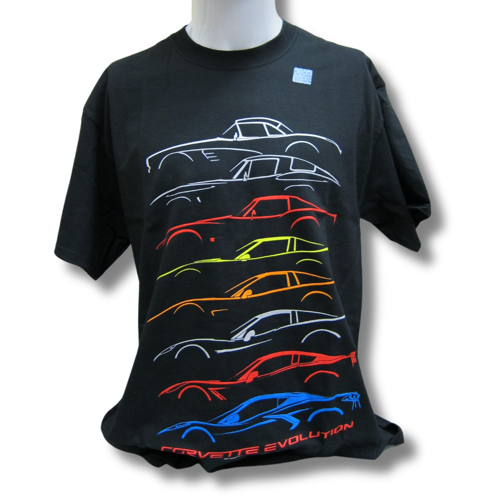 Chevrolet Corvette Evolution C1-C8 Graphic Cotton Shirt Black Official Licensed
