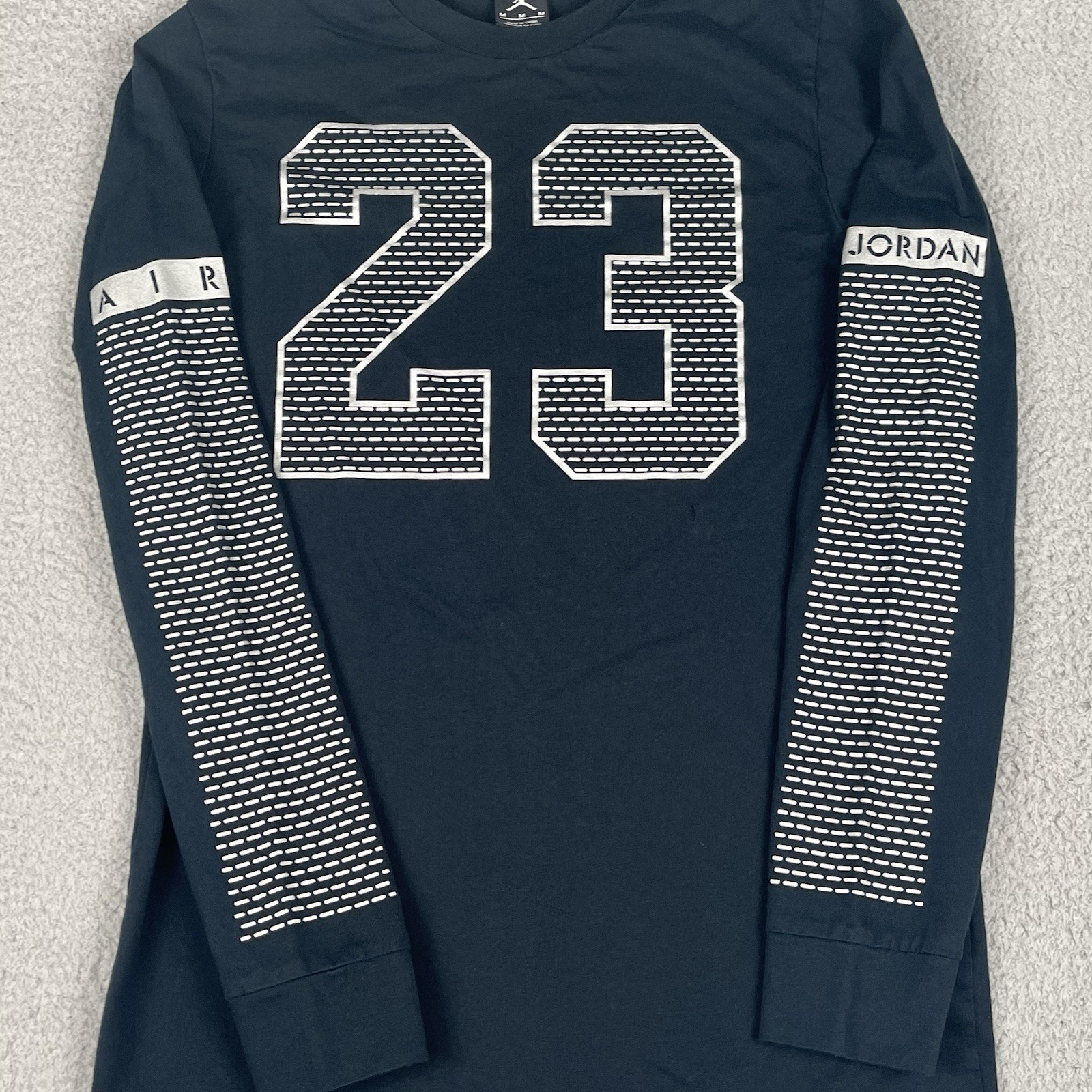 Nike Air Jordan Shirt Mens Medium Black 23 Graphic Logo Long Sleeve Basketball