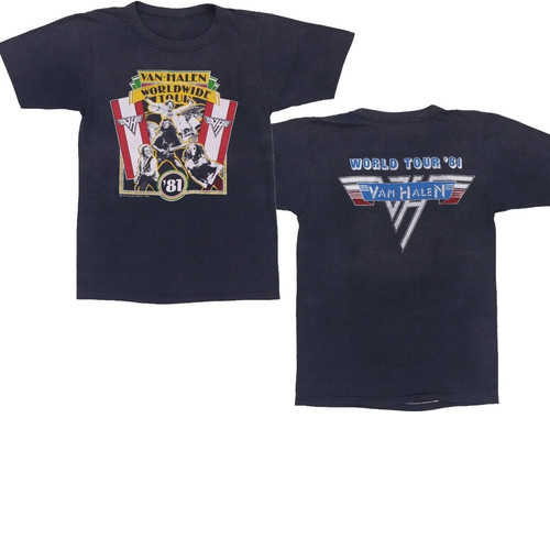 1981 Van Halen Worldwide Tour Shirt Cotton Unisex Size S-5XL For Fans