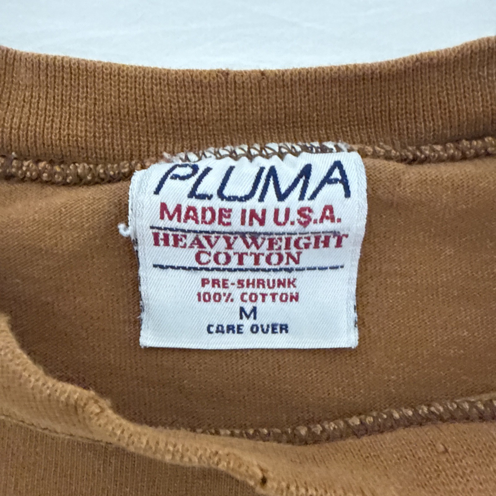 Vintage PLUMA Men’s Medium Heavyweight Brown Long Sleeve T-shirt Made In USA
