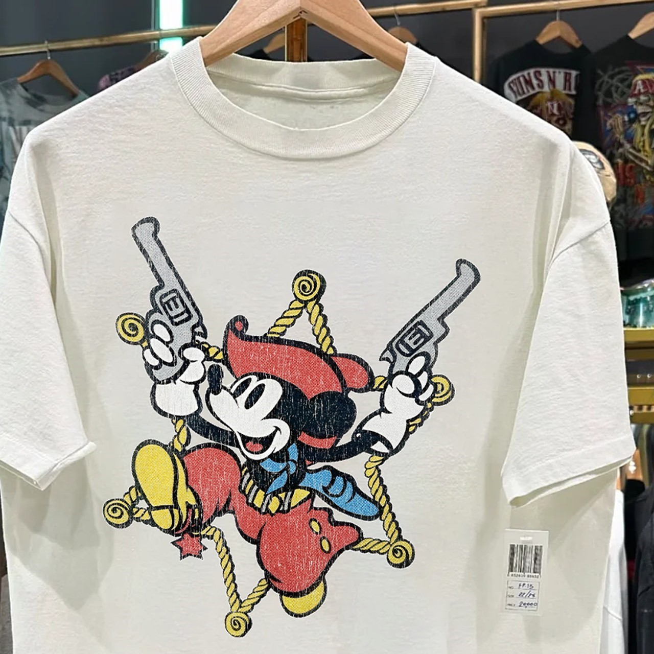 Mickey Gunslinger Outlaw Washed T-Shirt White L