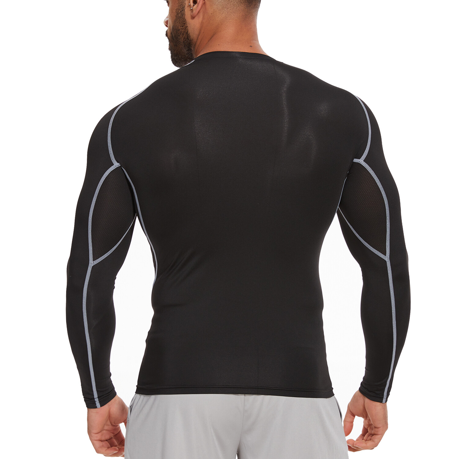 Mens Compression Shirts Long Sleeve Workout Baselayer Quick Dry Athletic Sports