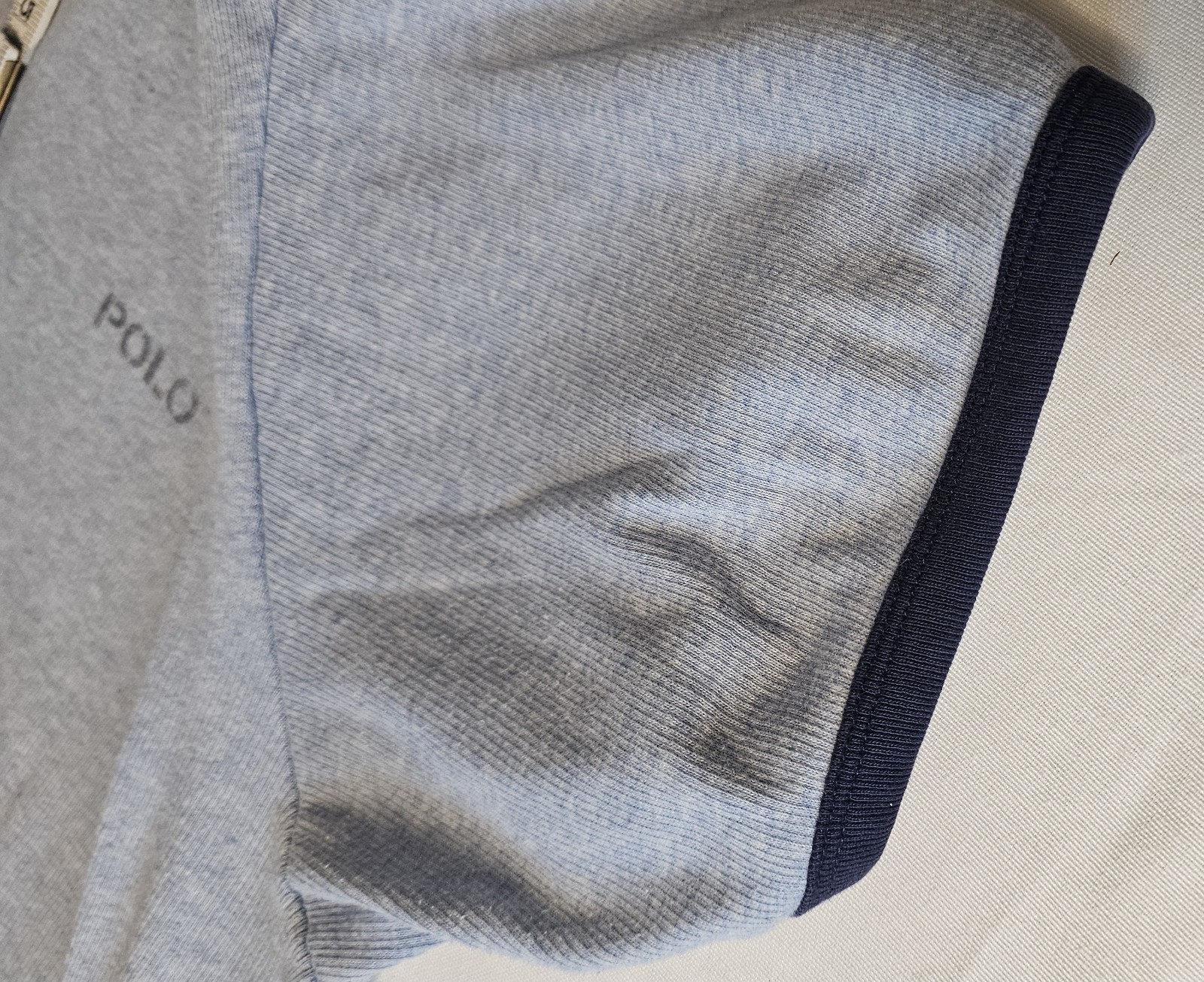 Vintage Polo Ralph Lauren Marled Powder Blue Ringer Collar Ribbed TShirt Mens XL