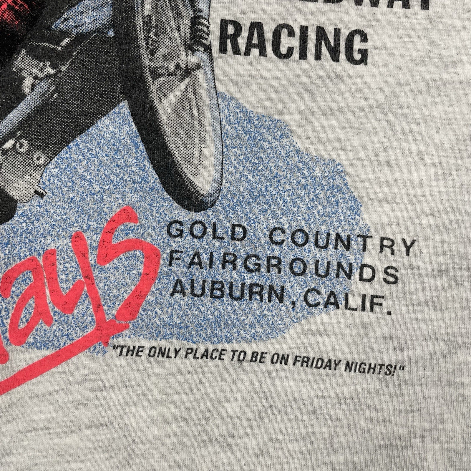 Vtg Fast Fridays Speedway Motorcycle Racing T-Shirt Mens XL Gray Made In USA