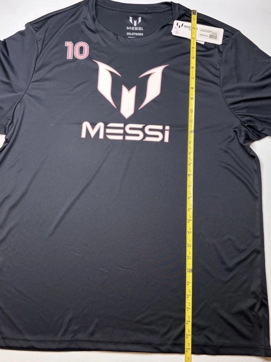 NWT Messi Mens Black Lionel Messi Short Sleeve Athletic Jersey Tee Shirt 2XL