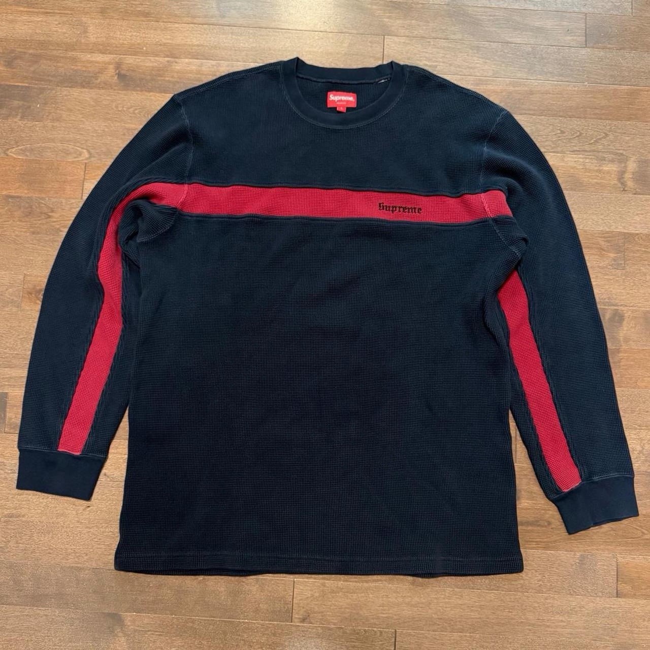 Supreme Panel Stripe Waffle Thermal Shirt