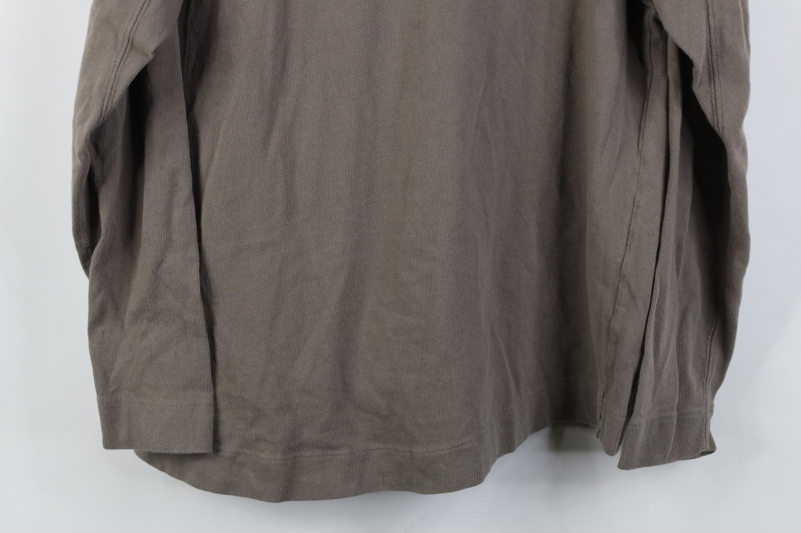 AYR All Year Round Mens Small Blank Cotton Ribbed Knit Long Sleeve T-Shirt Beige