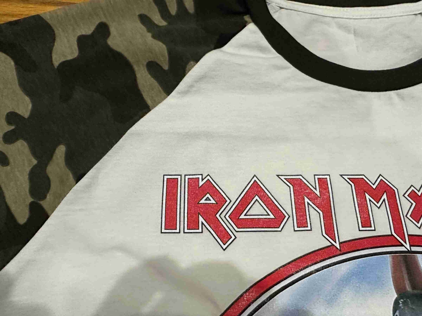 Iron Maiden Aces High 1984 Concert Raglan CREAM/CAMOUFLAGE S to 3XL