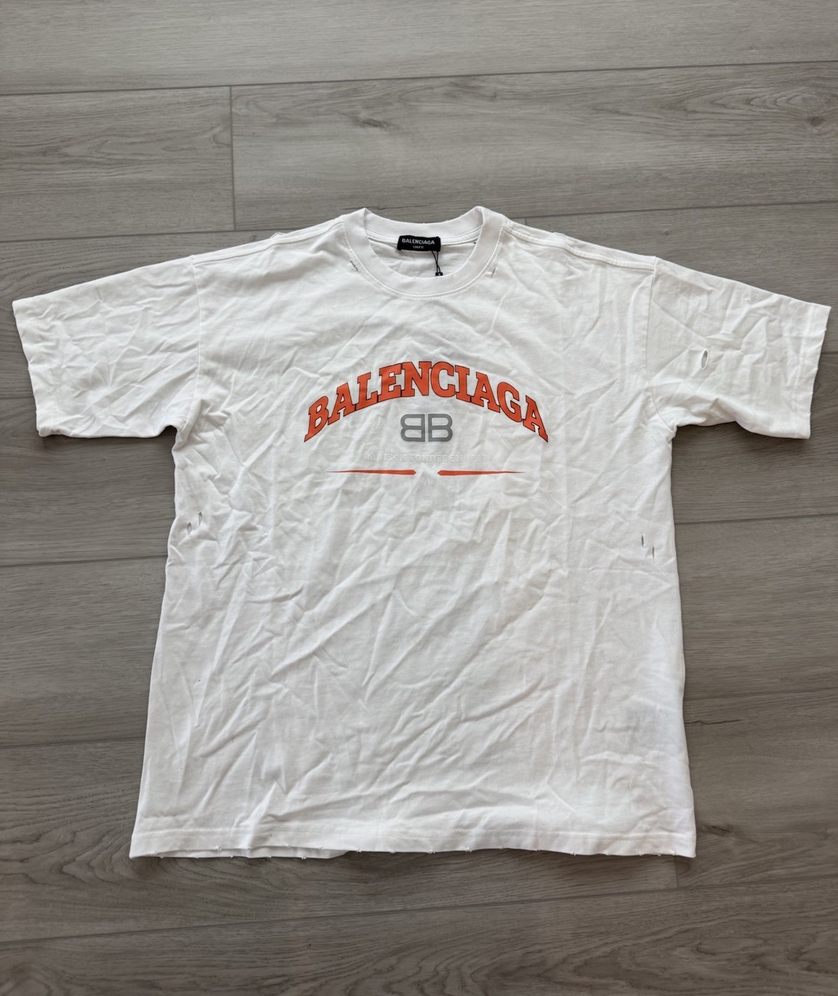 Balenciaga Maison BB Logo White T-shirt Sz L