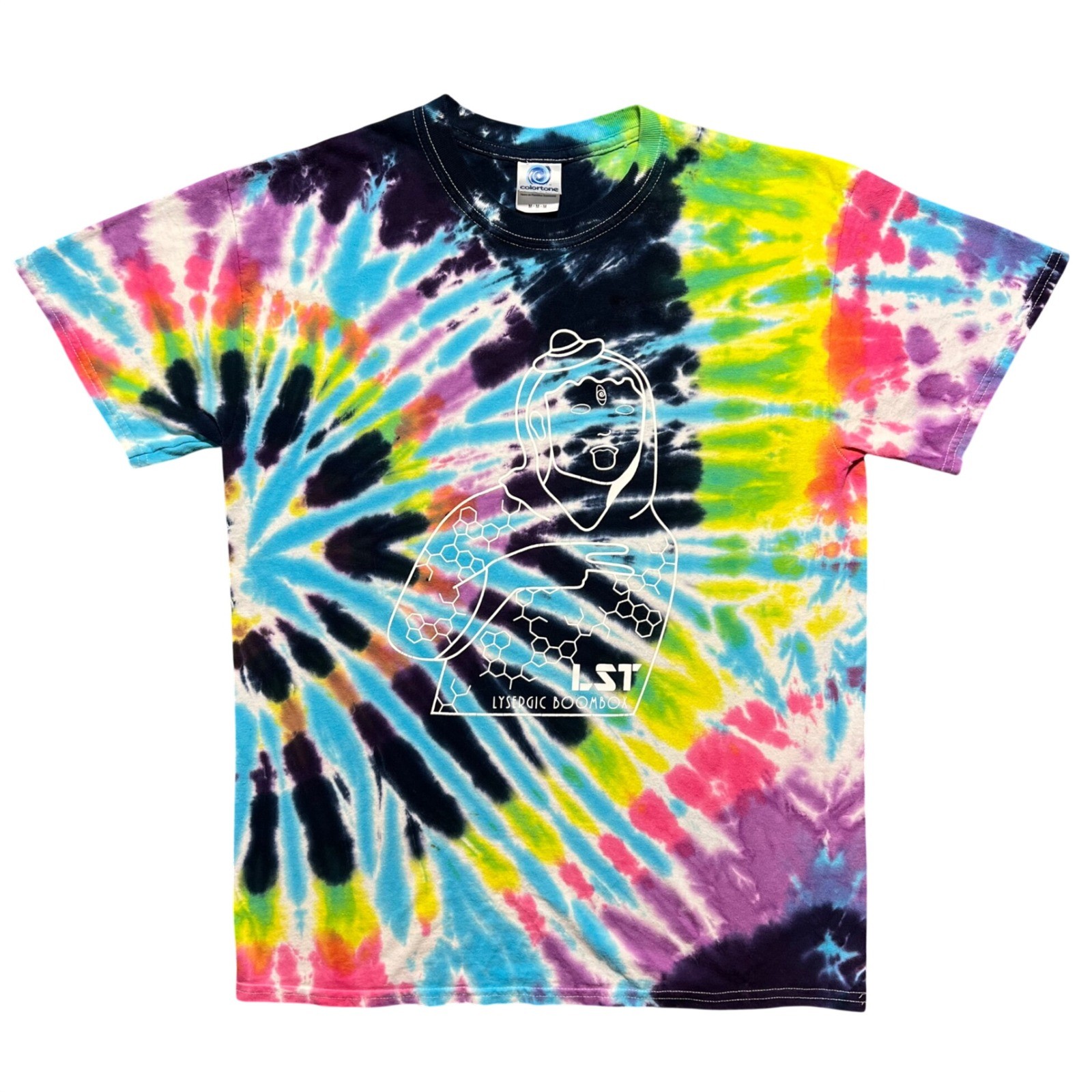 Lysergic Boombox Tie Dye Shirt Mens Medium Colortone Psychedelic Trippy Graphic