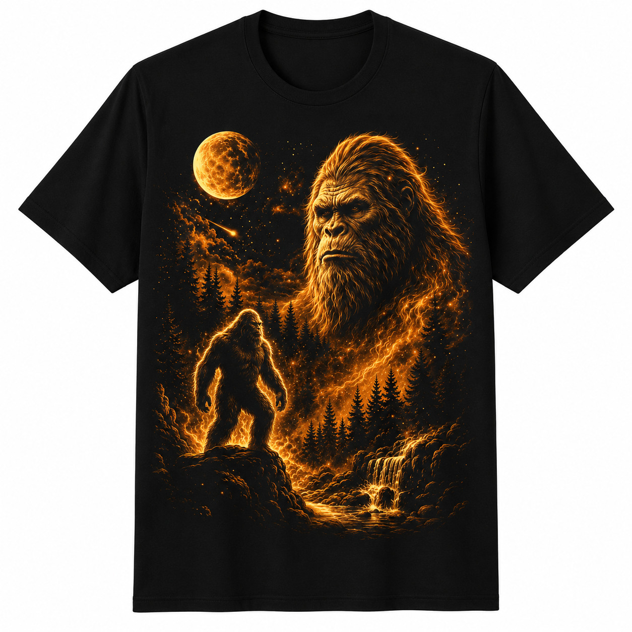 Bigfoot Sasquatch Shirt Cryptid Moon Nature Graphic Tee