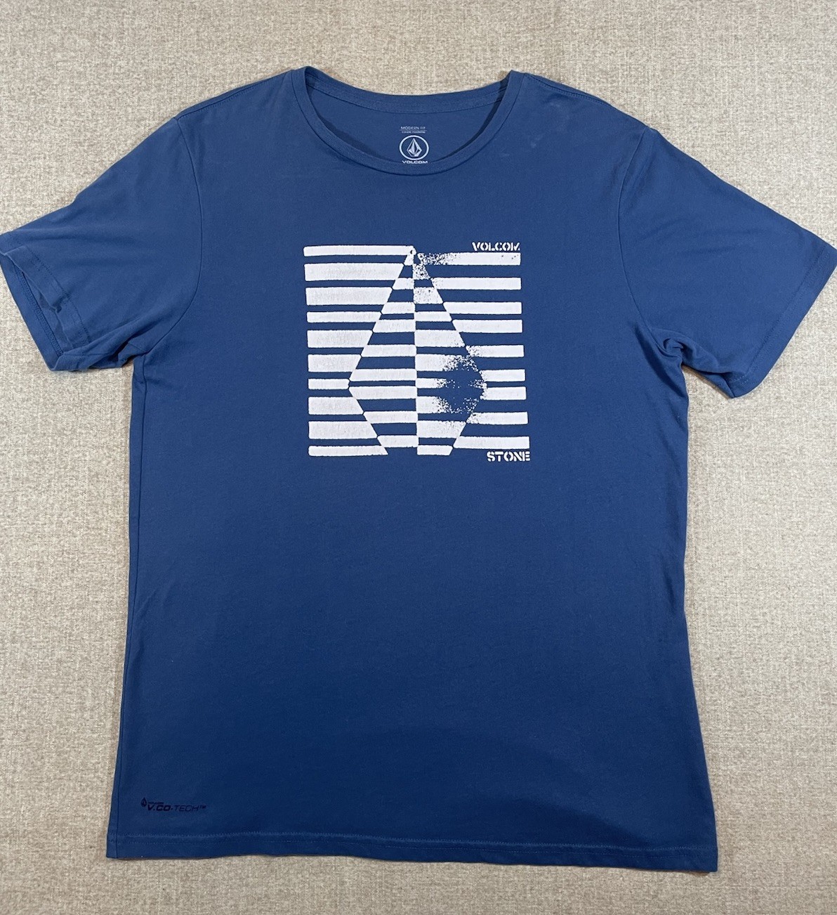 Volcom Stone T-Shirt Blue Men’s Size L Large Geometric Short Sleeve Casual Surf