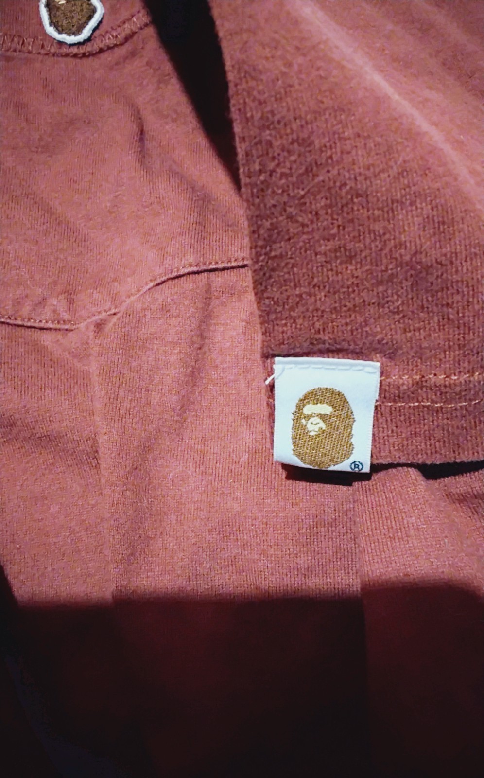 BAPE One Point Mini Ape Head Pocket Tee Burgundy Size XXL