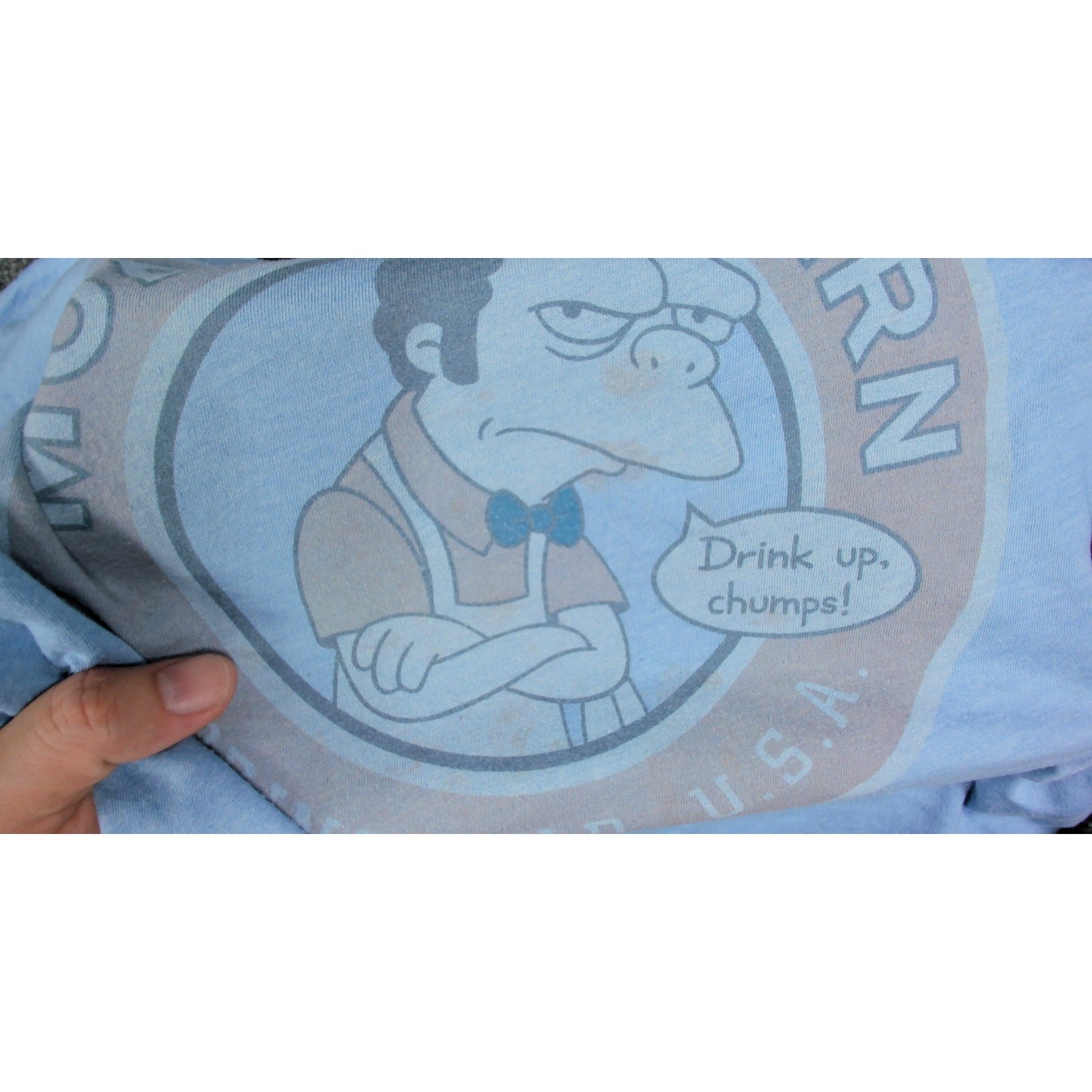 Vintage 2005 The Simpsons Moes Tavern Ringer T Shirt Mens XL Changes Y2K Blue