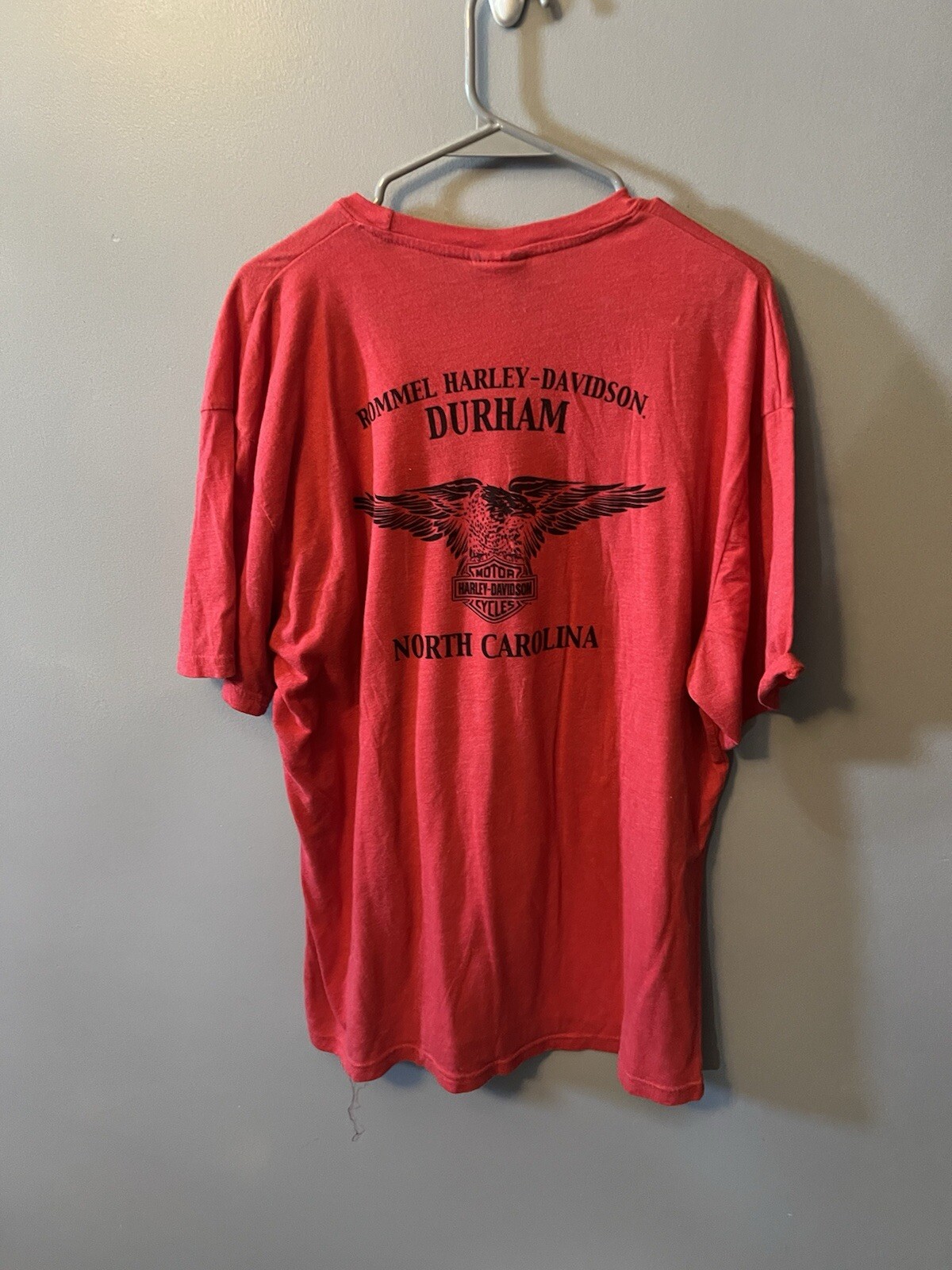 Harley Davidson Shirt Men XL Red Motorcycle Rommel Durham North Carolina Shirt