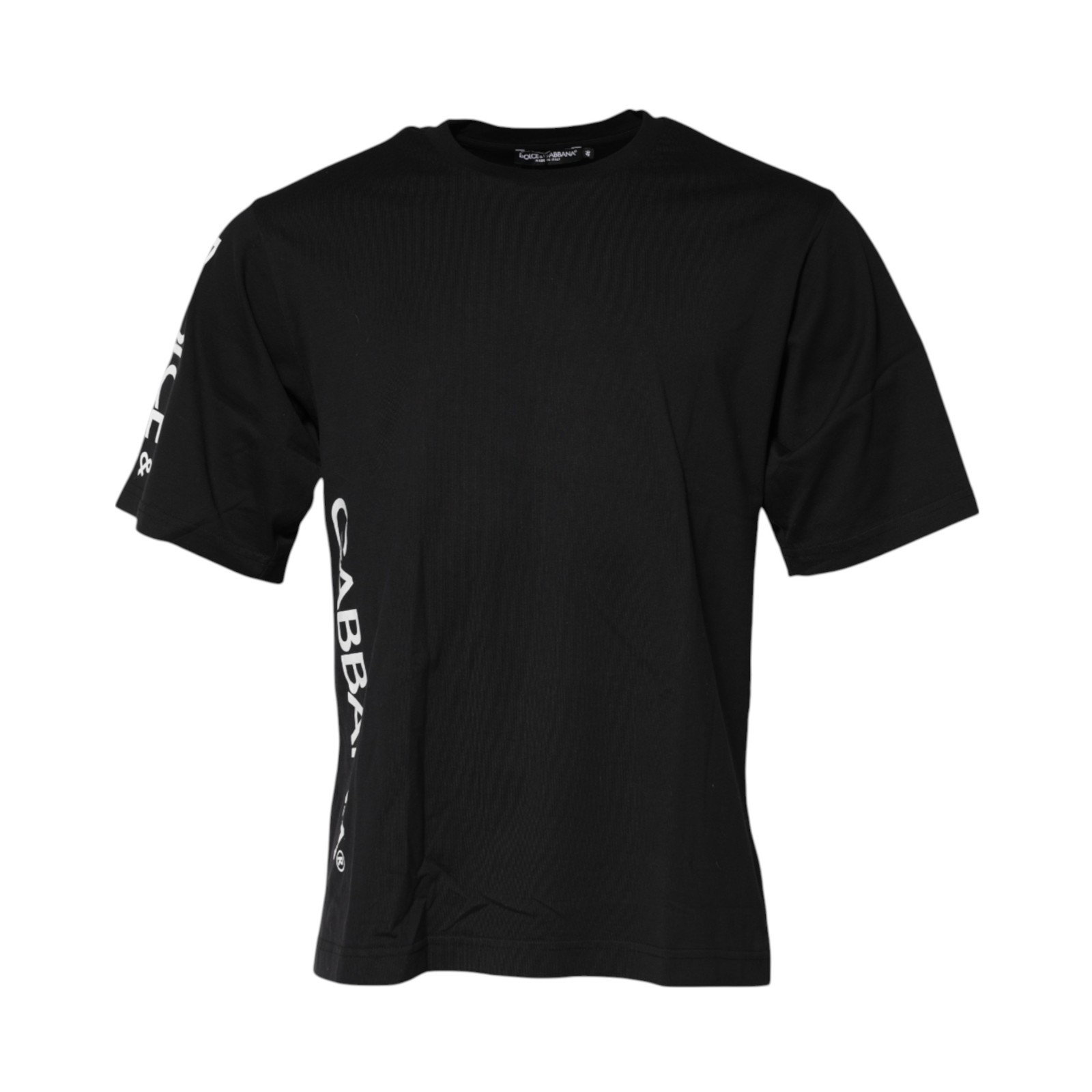 DOLCE & GABBANA T-shirt Black Logo Print Cotton Men Crew Neck IT46/US36/S 750usd