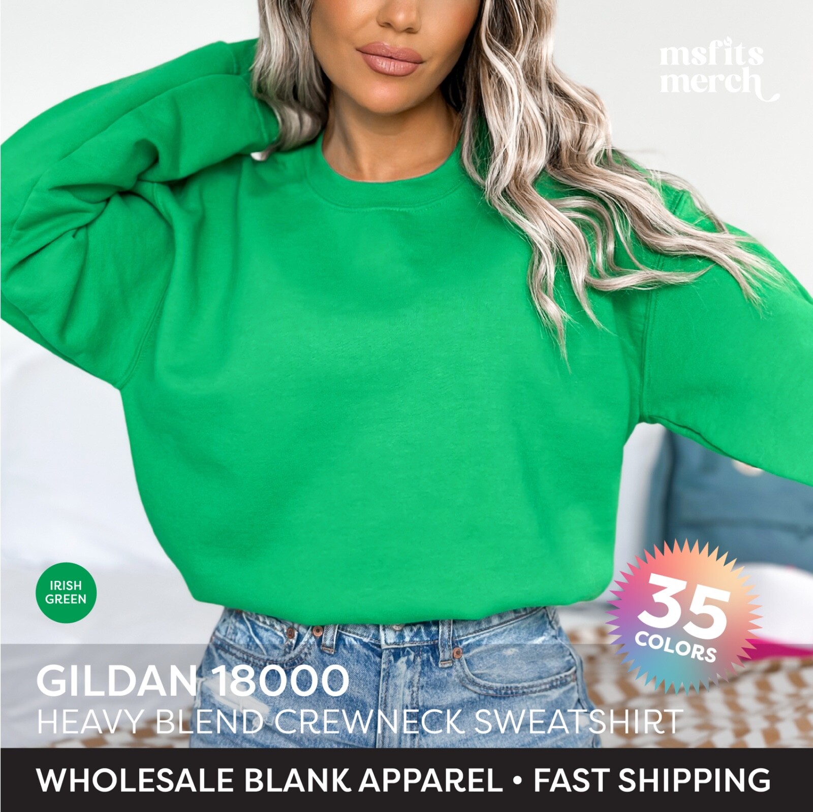 🔥Gildan Heavy Blend Sweatshirt Plain Crewneck Long Sleeve Blank Sweatshirt G180