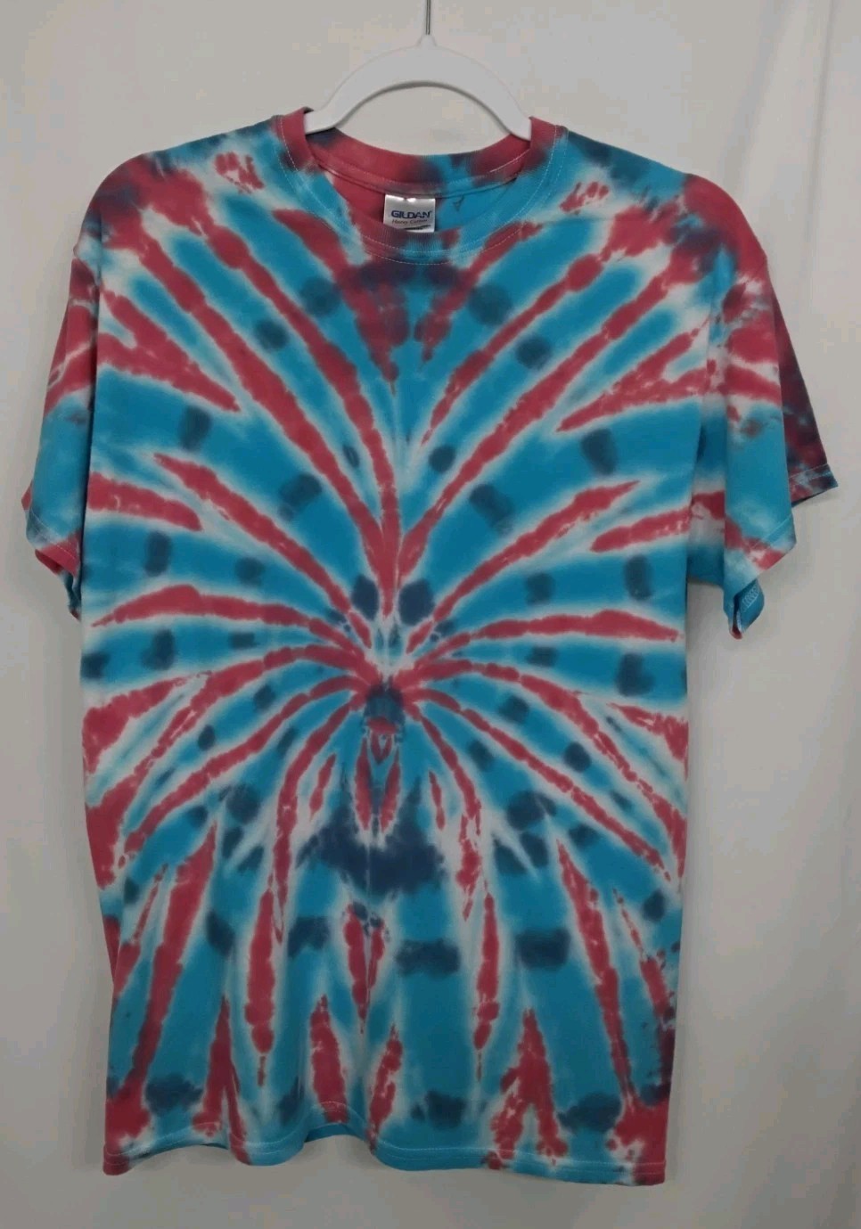 New Tie Dye Men’s T-Shirt Red Blue Adult Medium Multicolor Summer Spider