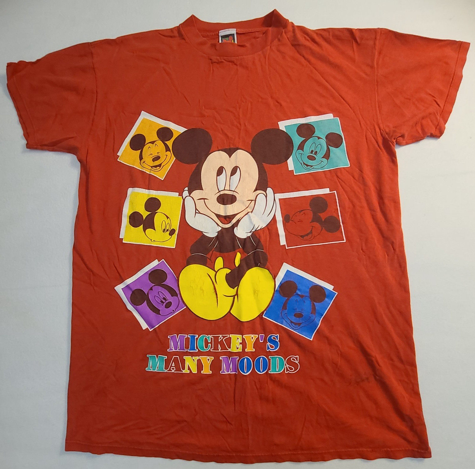 Vintage Disney Mickey Unlimited Mickey’s Many Moods T Shirt One Size Burnt Orang