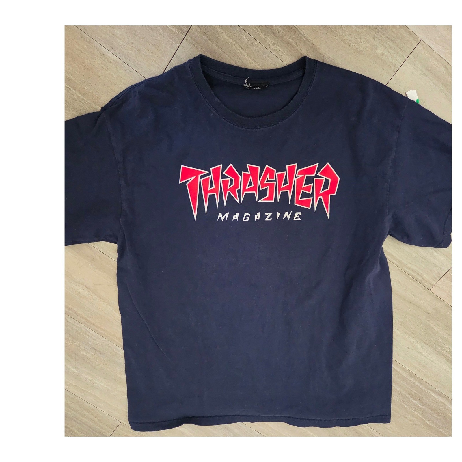 Thrasher Magazine Graphic T-Shirt Mens Navy Blue Red Logo Skate Short Sleeve TEE